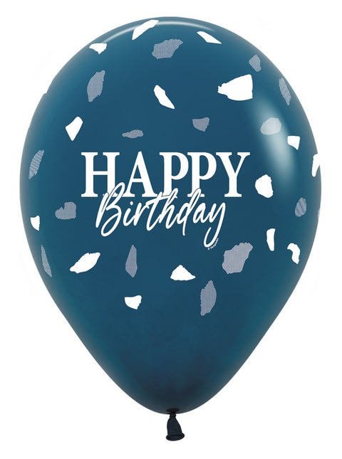 Globos Feliz Cumpleaños Azul 30cm 25pcs