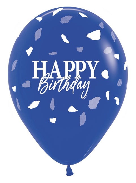 Globos Feliz Cumpleaños Azul 30cm 25pcs