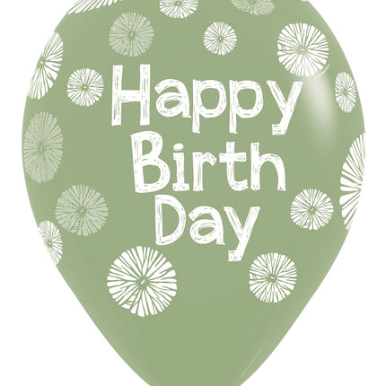 Globos Feliz Cumpleaños Verde 30cm 25pcs