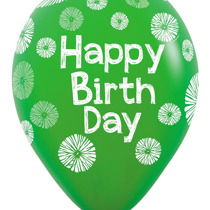 Globos Feliz Cumpleaños Verde 30cm 25pcs
