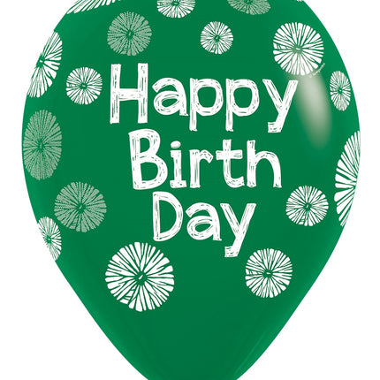 Globos Feliz Cumpleaños Verde 30cm 25pcs