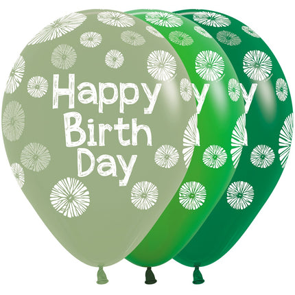 Globos Feliz Cumpleaños Verde 30cm 25pcs