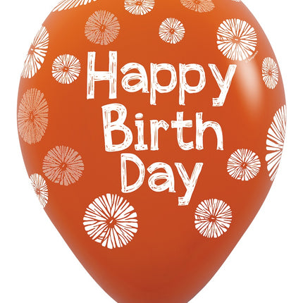 Globos Flores Feliz Cumpleaños 30cm 25pcs