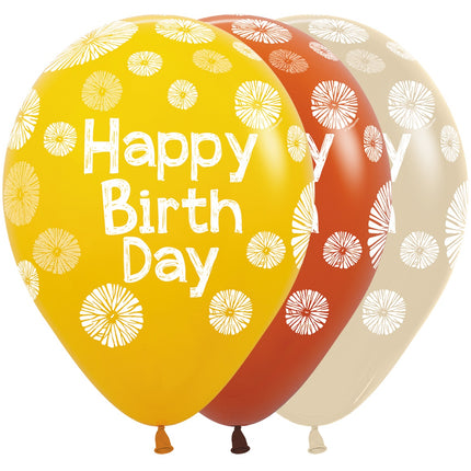 Globos Flores Feliz Cumpleaños 30cm 25pcs