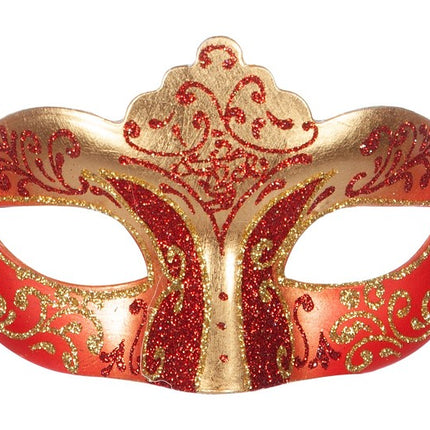 Máscara Ojos Veneciana Purpurina Oro Rojo