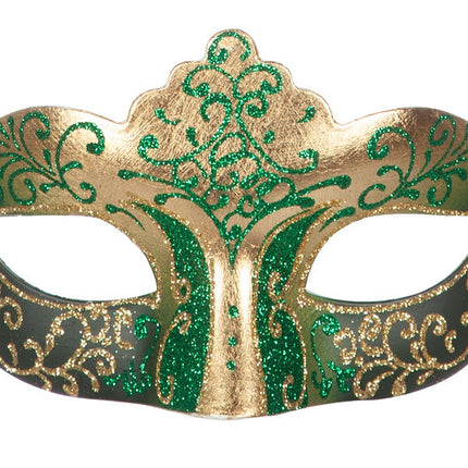 Máscara Ojos Veneciana Verde Oro Purpurina