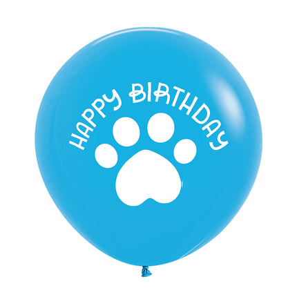 Globos Feliz Cumpleaños Azul Huella 60cm 3pcs