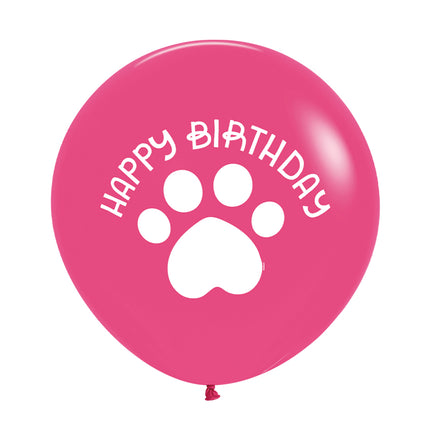 Globos Feliz Cumpleaños Rosa Huella 60cm 3pcs