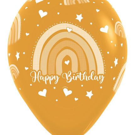 Globos Feliz Cumpleaños Arco Iris de Colores 30cm 12pcs