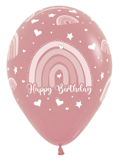 Globos Feliz Cumpleaños Arco Iris de Colores 30cm 12pcs
