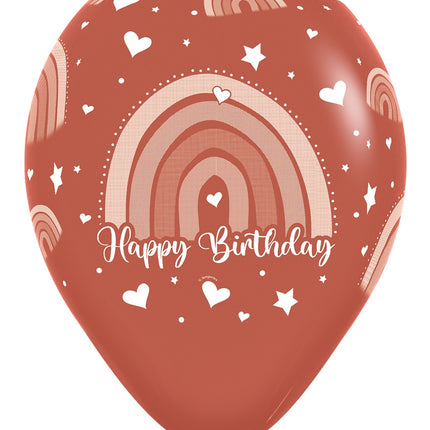 Globos Feliz Cumpleaños Arco Iris de Colores 30cm 12pcs