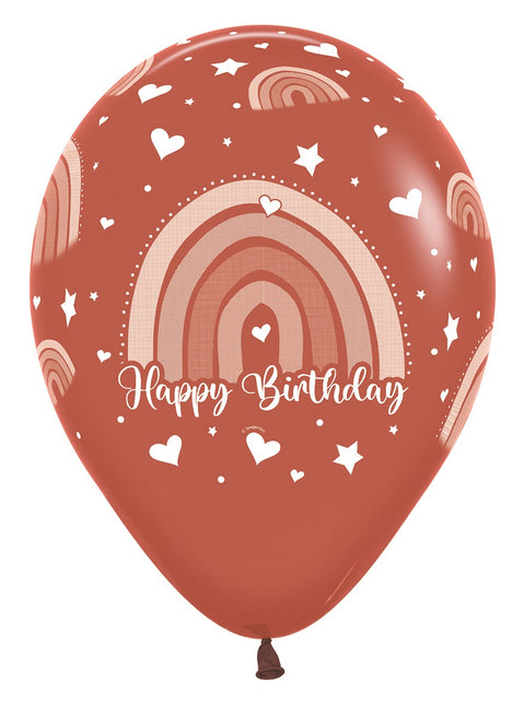 Globos Feliz Cumpleaños Arco Iris de Colores 30cm 12pcs