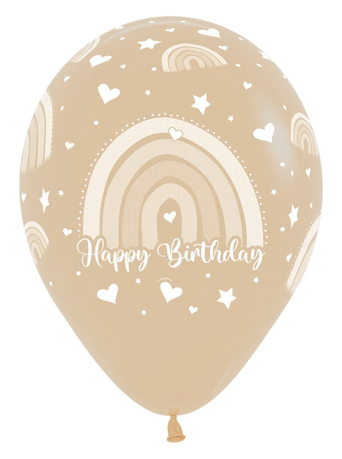 Globos Feliz Cumpleaños Arco Iris de Colores 30cm 12pcs
