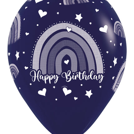Globos Feliz Cumpleaños Arco Iris de Colores 30cm 25pcs