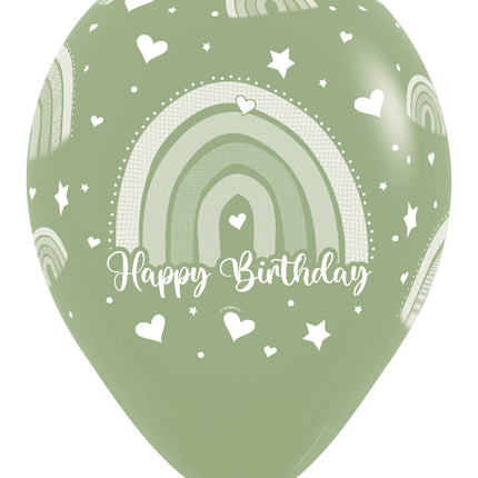 Globos Feliz Cumpleaños Arco Iris de Colores 30cm 25pcs