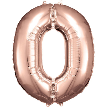 0 Año Figura Globo Oro Rosa Brillante Vacío 86cm