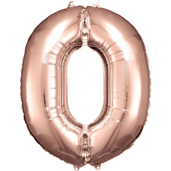 0 Año Figura Globo Oro Rosa Brillante Vacío 86cm