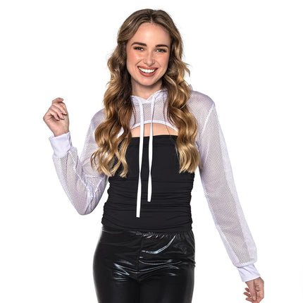 Bolero de malla de pesca blanco