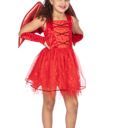 Vestido Diablo Rojo Niña 3 piezas