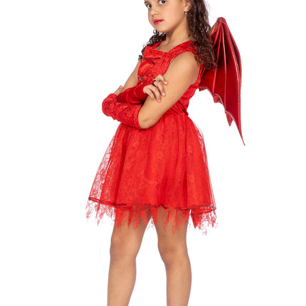 Vestido Diablo Rojo Niña 3 piezas