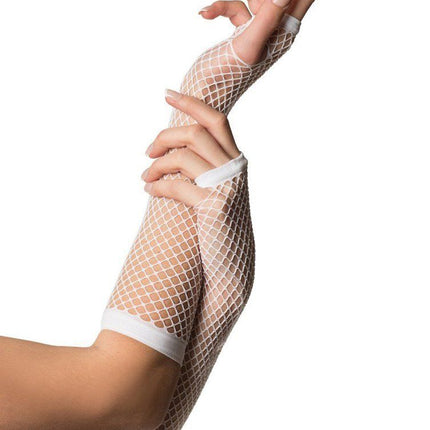 Guantes sin dedos Malla larga Blanco