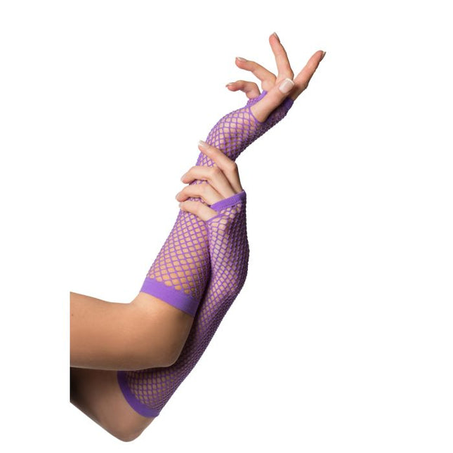 Guantes sin dedos Malla larga Morado