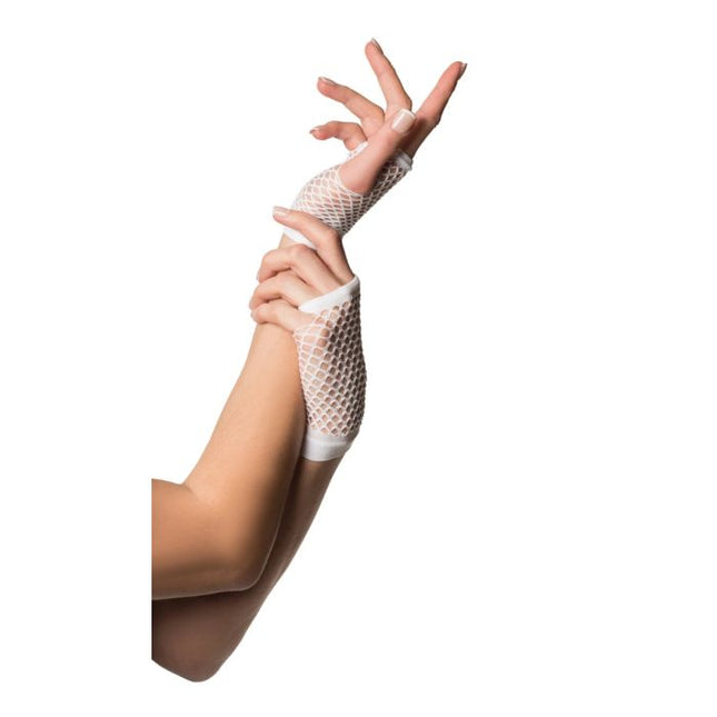 Guantes sin dedos de rejilla cortos Blanco