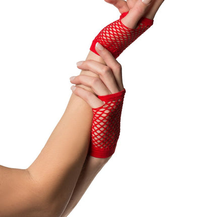 Guantes sin dedos de rejilla cortos Rojo