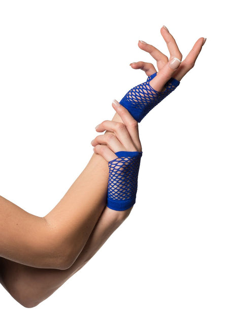 Guantes sin dedos de rejilla cortos Azul