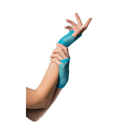 Guantes sin dedos de rejilla cortos Turquesa