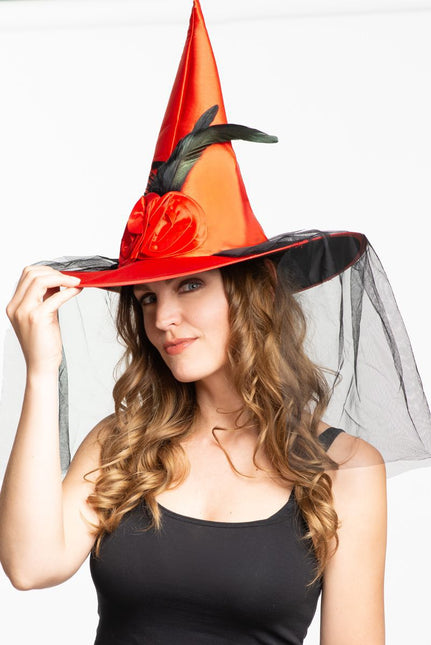 Sombrero de Bruja de Halloween Naranja Alto