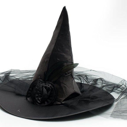 Sombrero de Bruja de Halloween Flor Negra