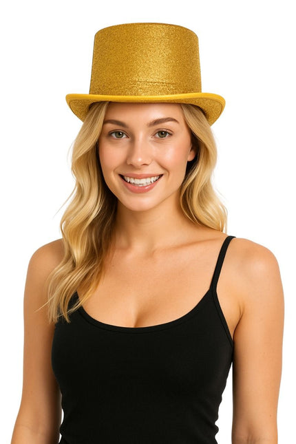 Sombrero Alto Purpurina Oro