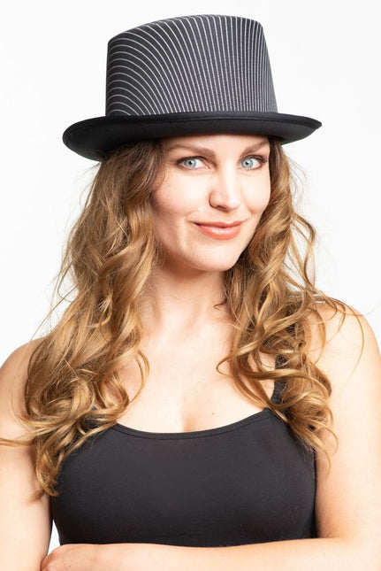 Sombrero Alto Raso Rayas Negro