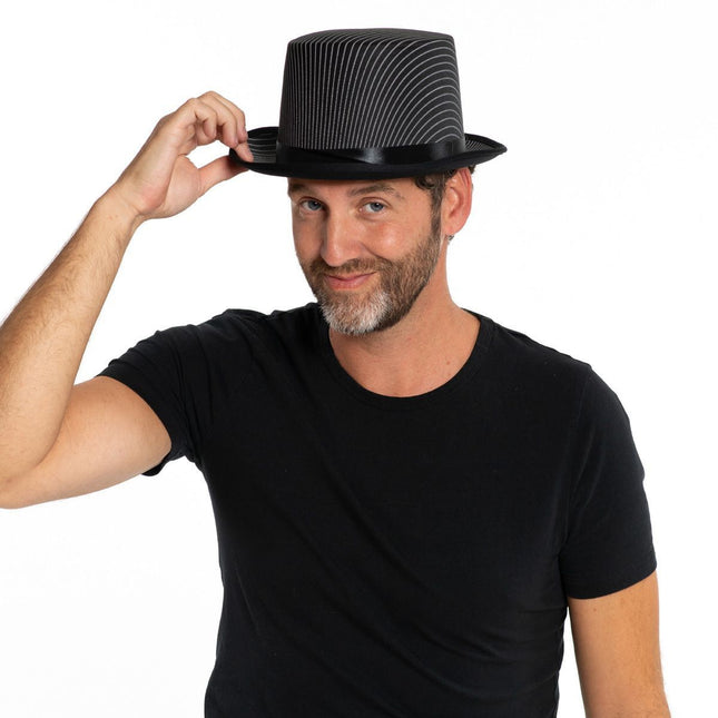 Sombrero Alto Raso Rayas Negro