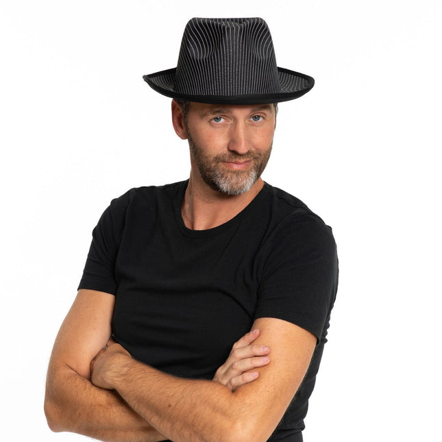 Gorro Gangster Raso Rayas Negro