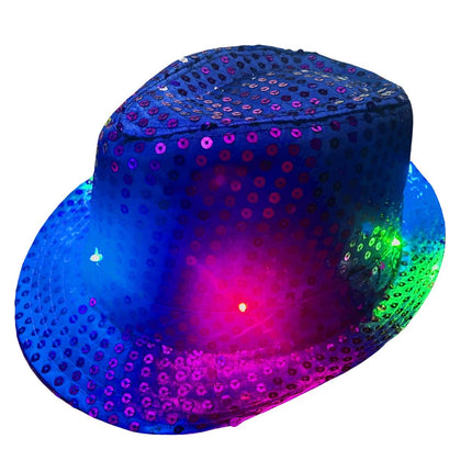 Gorro de Lentejuelas Azul con Luz incl Pilas