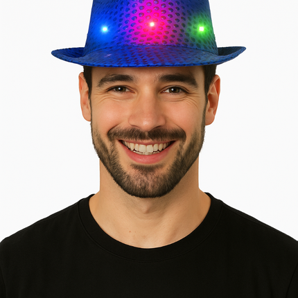 Gorro de Lentejuelas Azul con Luz incl Pilas