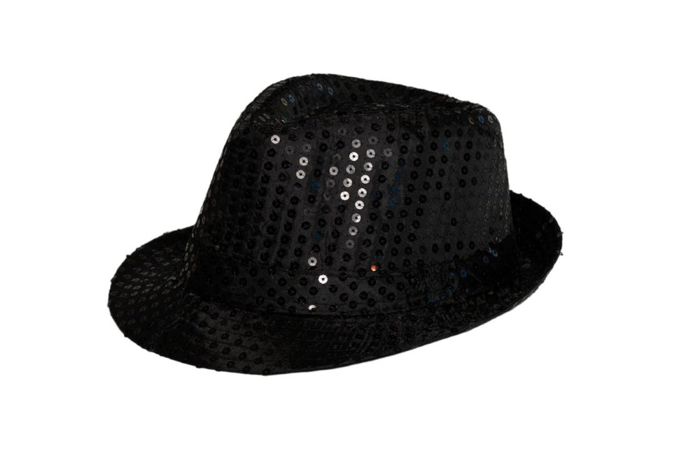 Sombrero de Lentejuelas Negro con Luz incl Pilas