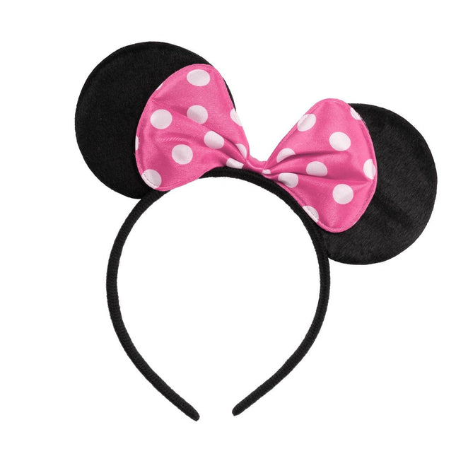 Diadema de ratón con lazo rosa