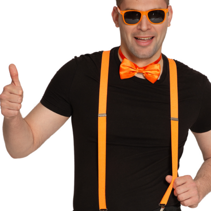 Set Tirantes/Gafas/Huelgas Naranja Neón