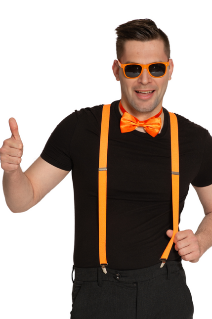 Set Tirantes/Gafas/Huelgas Naranja Neón