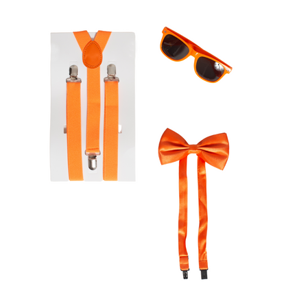 Set Tirantes/Gafas/Huelgas Naranja Neón