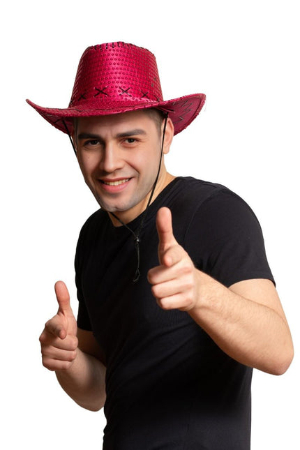 Lentejuelas para Sombrero Vaquero Rosa Neón - Paquete de 6