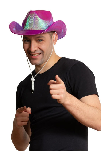 Sombrero Vaquero Rosa Neón Brillante - Lote de 6