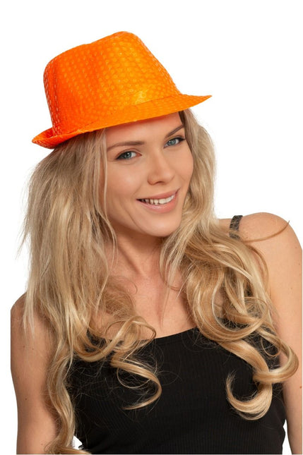Gorro Lentejuelas Naranja Neón - Lote de 6