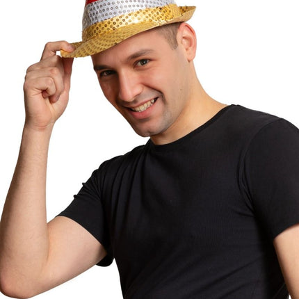 Gorro con lentejuelas Rojo/Blanco/Amarillo - Lote de 6