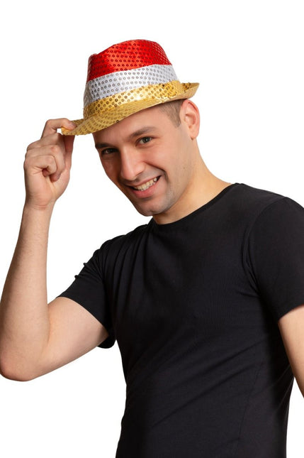 Gorro con lentejuelas Rojo/Blanco/Amarillo - Lote de 6