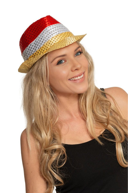 Gorro con lentejuelas Rojo/Blanco/Amarillo - Lote de 6