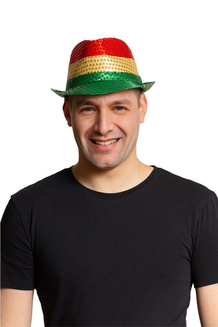 Gorro con lentejuelas Rojo/Amarillo/Verde - Lote de 6